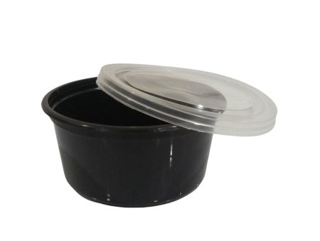 Black Round Container with Air Tight Transparent Lid (250 ML) (Pack of 100) Online Sale