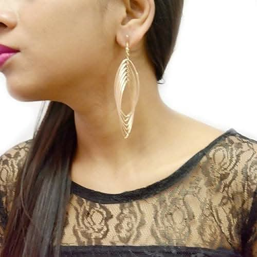 Trendy Gold Plated Big Large Size Multiple Hoops in One Earring Long for Girls & Women on Sale