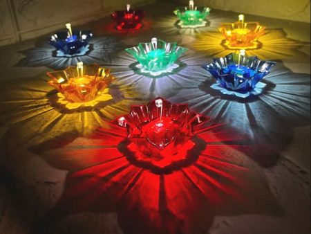 3D Reflection LED Diyas with Water Sensing Technology (Set of 8) For Sale